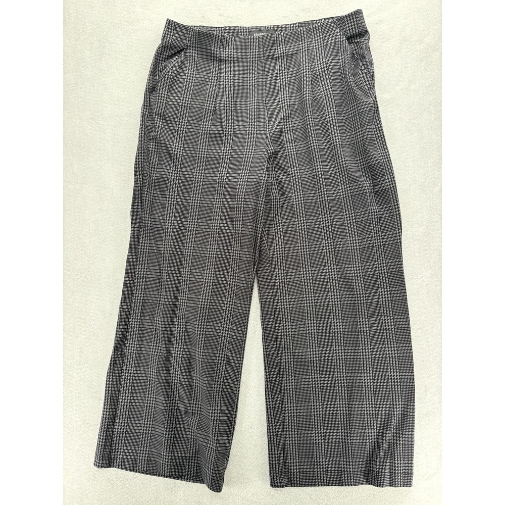 Torrid Studio Wide Leg High Rise Dress Pants Womens 3X Tall Plaid Black Work NWT